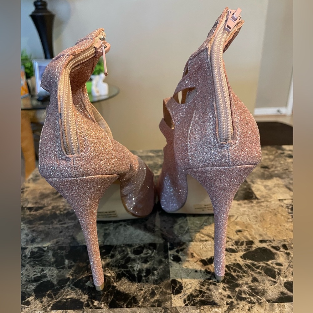 Angelica Glitter Cutout Heels - Pink 4.5" - Picture 5 of 10